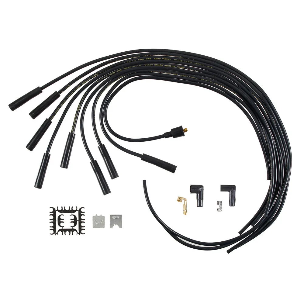 ACCEL Super Stock Spiral Core 8 mm Spark Plug Wire Set - Black - Straight Plug Boots - HEI Style Terminal - Cut-To-Fit - V8 5040K
