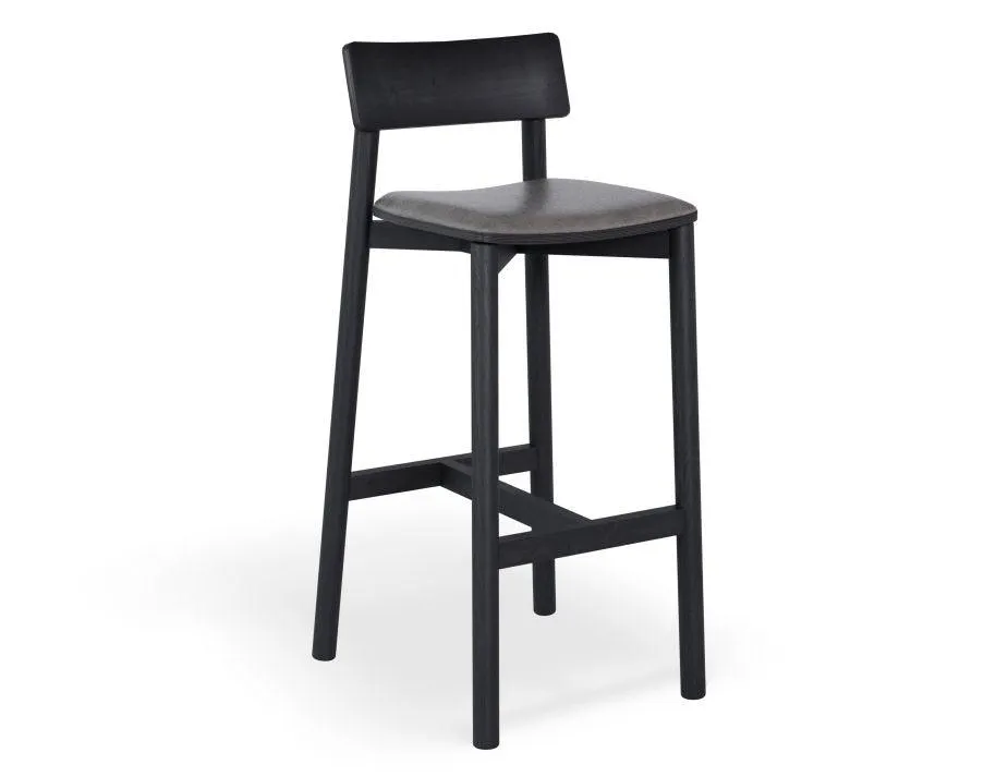 Andi Stool - Black with Pad - 66cm Seat Height Vintage Black Vegan leather Seat Pad