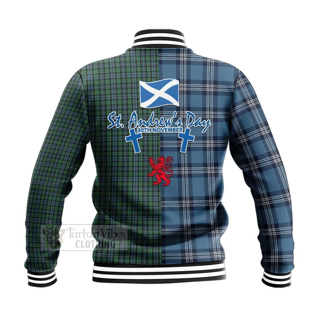 Arbuthnot Tartan Baseball Jacket Happy St. Andrew's Day Half Tartan Style