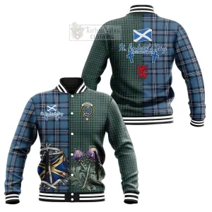 Arbuthnot Tartan Baseball Jacket Happy St. Andrew's Day Half Tartan Style