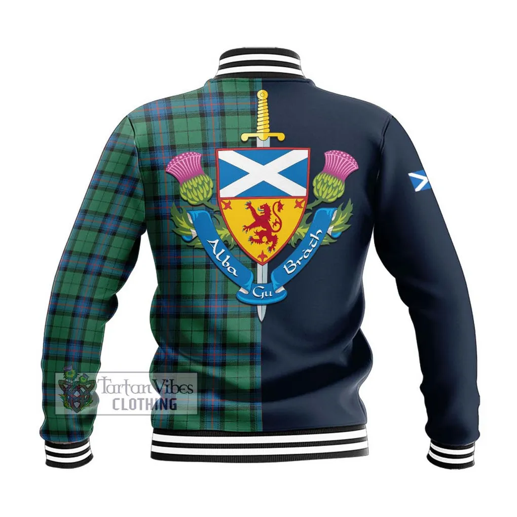 Armstrong Ancient Tartan Baseball Jacket Alba with Scottish Lion Royal Arm Half Style