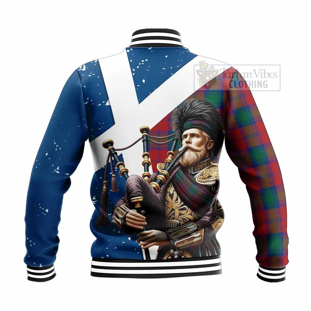 Auchinleck (Affleck) Tartan Baseball Jacket with Family Crest Scottish Bagpiper Vibes