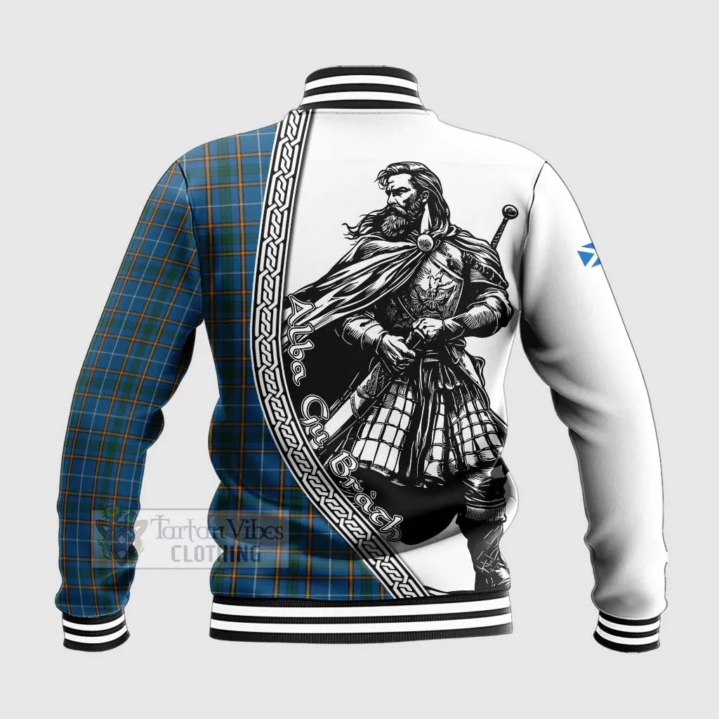 Bain Tartan Clan Crest Baseball Jacket with Highlander Warrior Celtic Style