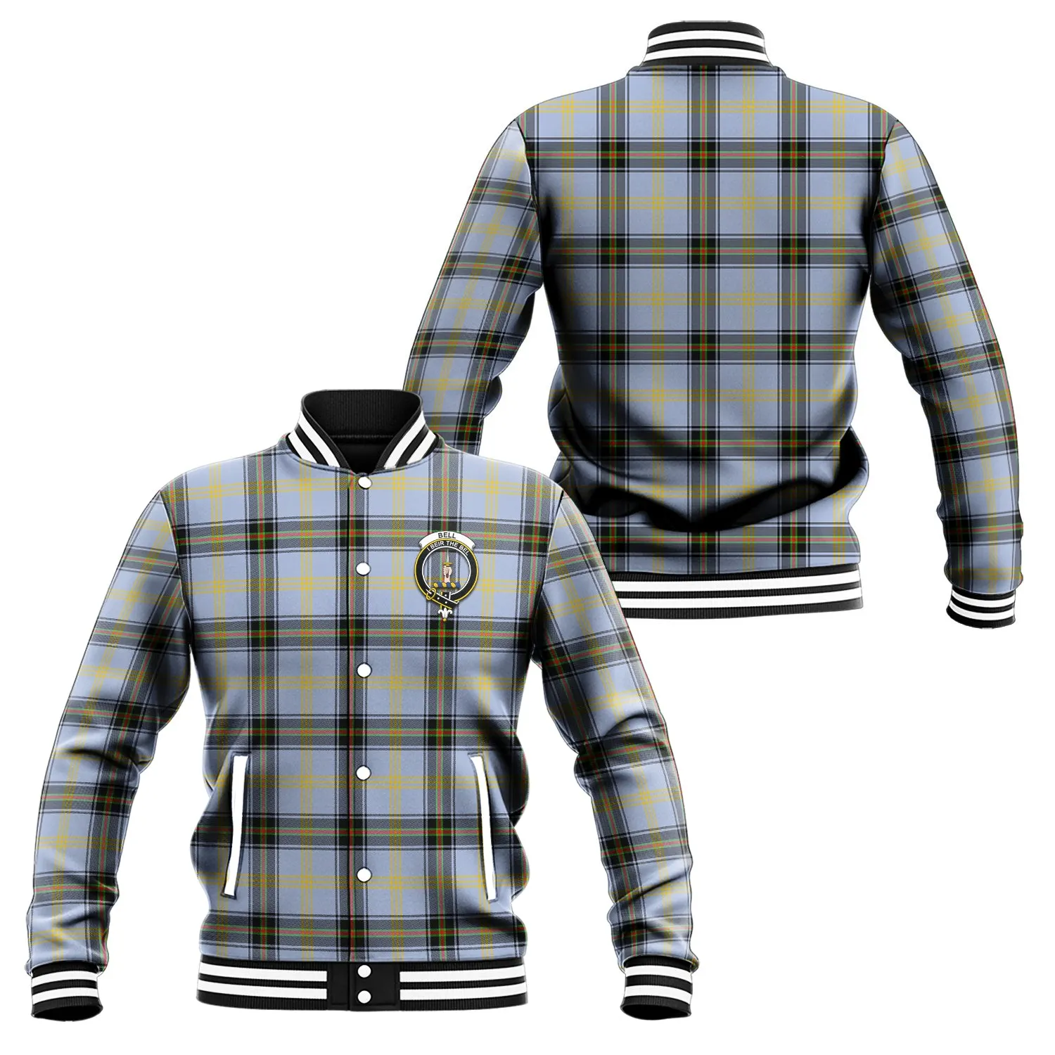 Bell Tartan Baseball Jacket with Family Crest