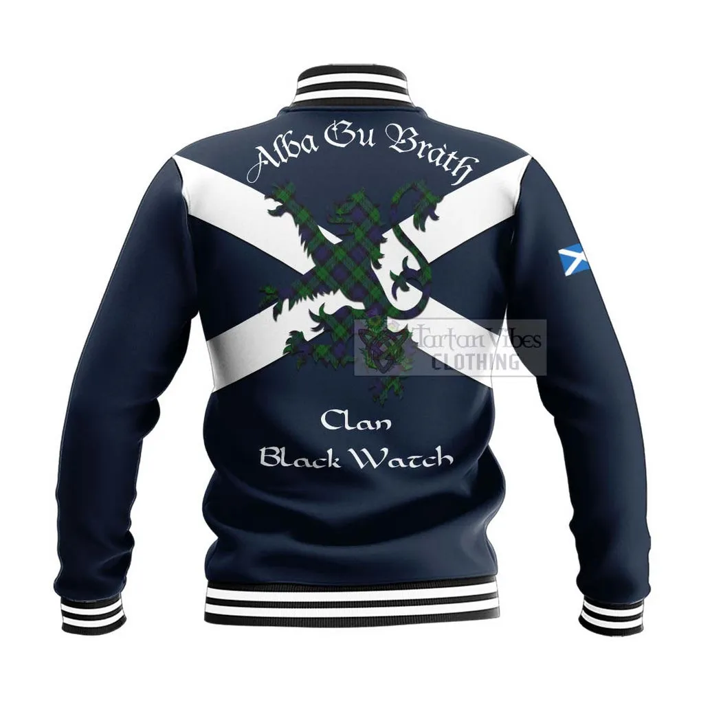 Black Watch Tartan Lion Rampant Baseball Jacket  Proudly Display Your Heritage with Alba Gu Brath and Clan Name