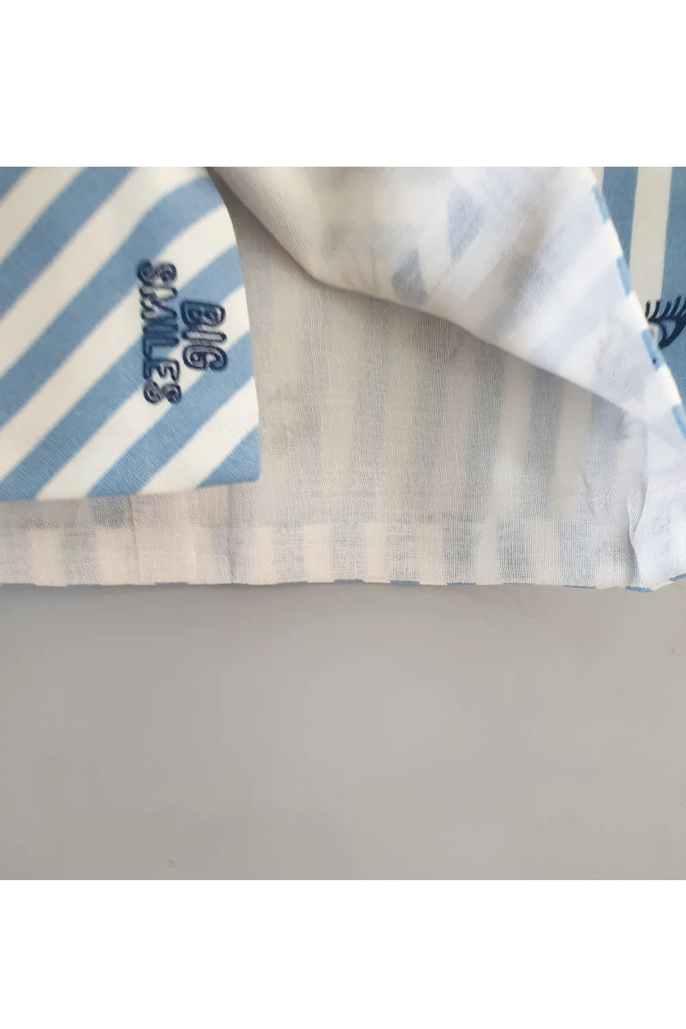 Blue striped printed nehru jacket