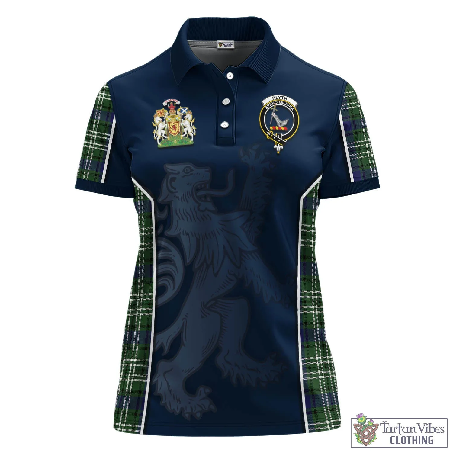 Blyth Tartan Women's Polo Shirt with Family Crest and Lion Rampant Vibes Sport Style