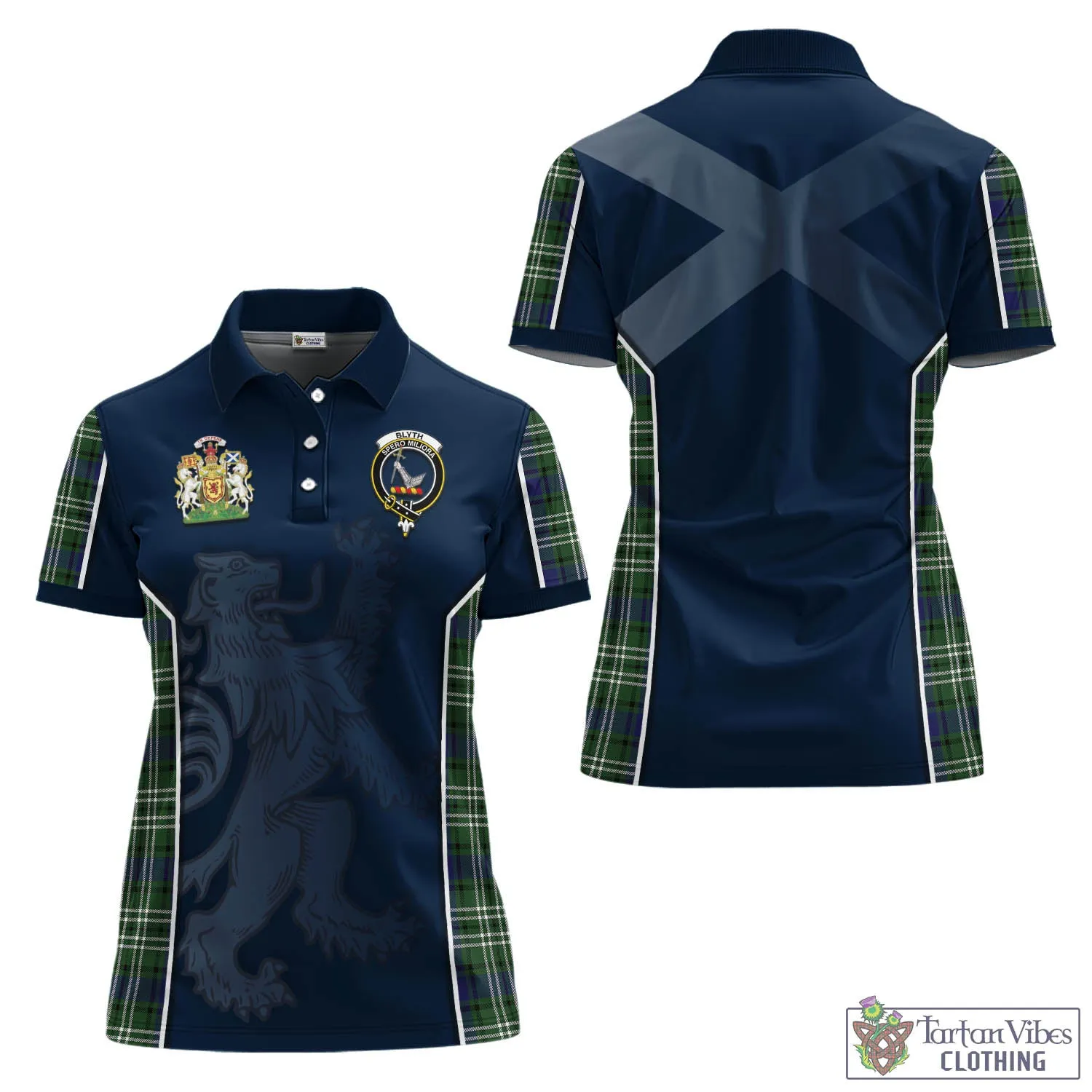 Blyth Tartan Women's Polo Shirt with Family Crest and Lion Rampant Vibes Sport Style