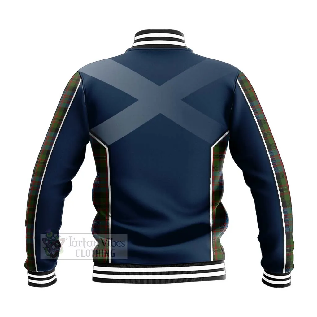 Bowie Tartan Baseball Jacket with Family Crest and Scottish Thistle Vibes Sport Style