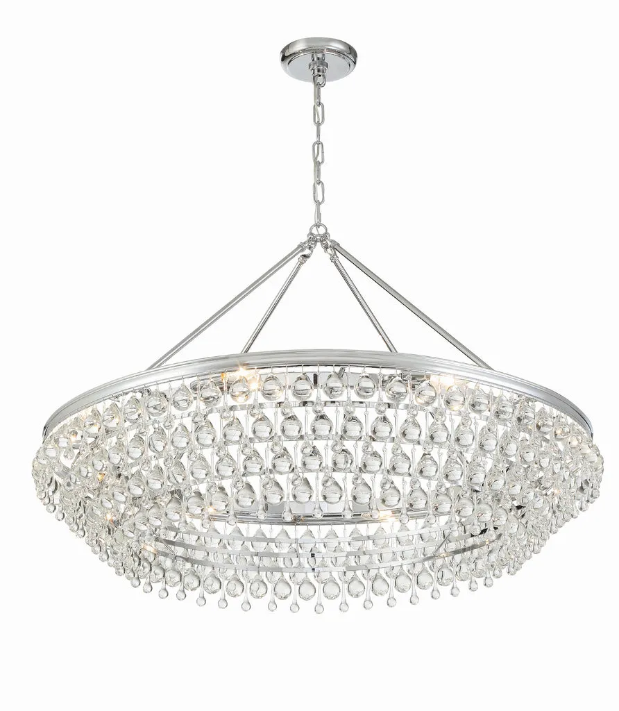 Calypso 8 Light Crystal Teardrop Polished Chrome Chandelier