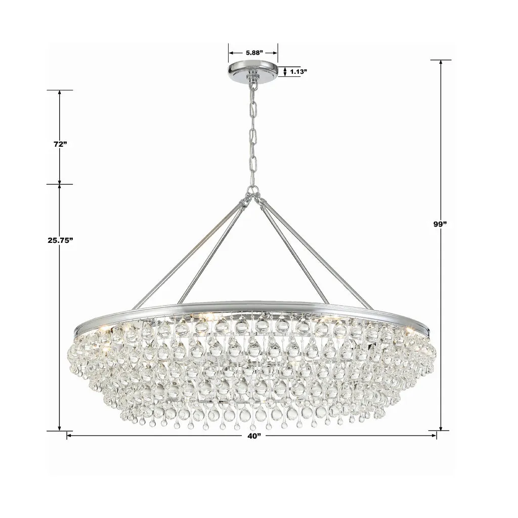 Calypso 8 Light Crystal Teardrop Polished Chrome Chandelier