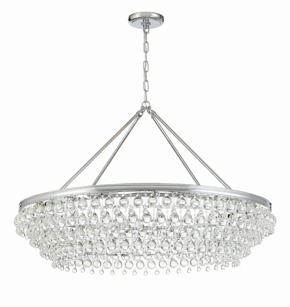 Calypso 8 Light Crystal Teardrop Polished Chrome Chandelier