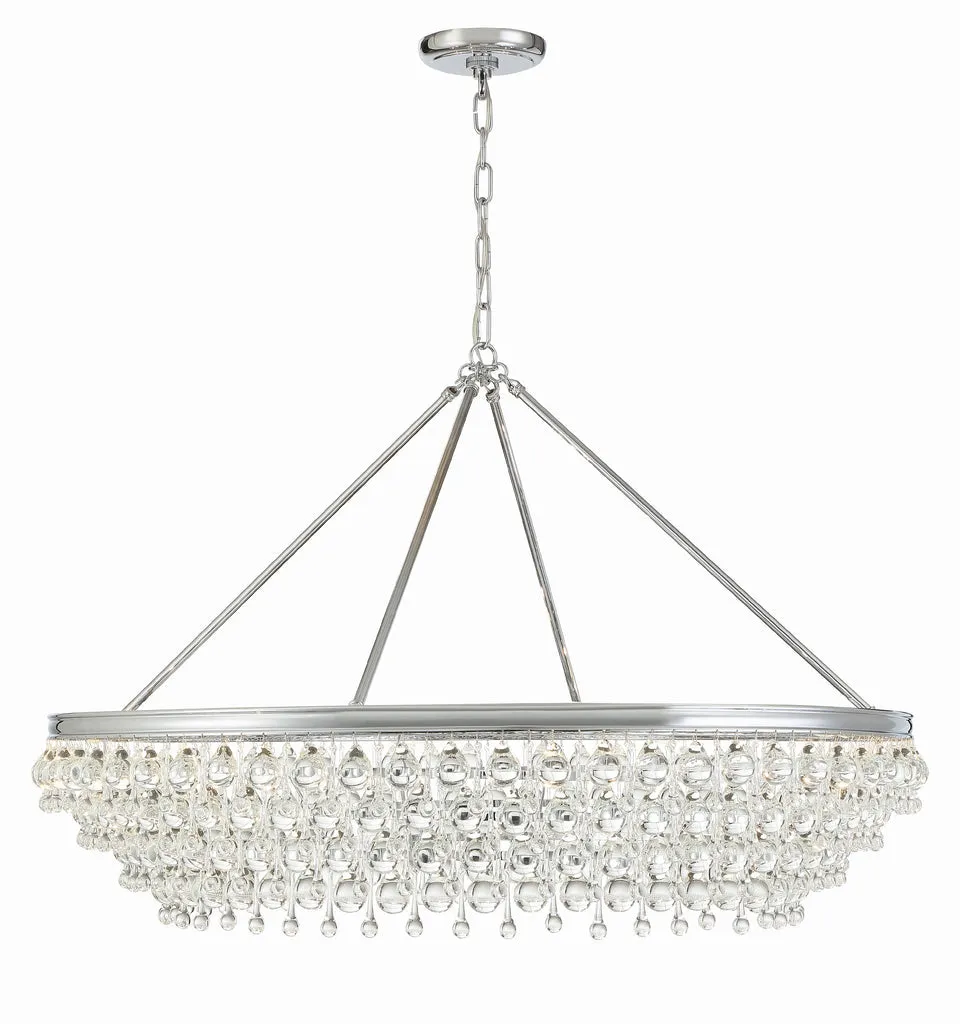 Calypso 8 Light Crystal Teardrop Polished Chrome Chandelier