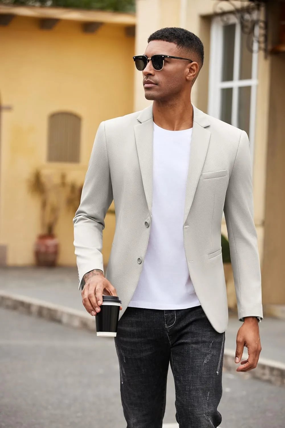 COOFANDY Men's Casual Blazer Slim Fit Suit Jackets Two Button Lightweight Knit Sport Coat