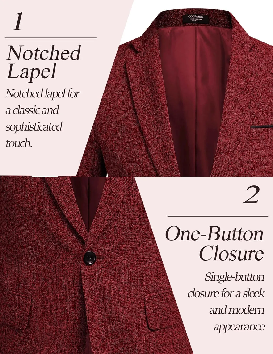 COOFANDY Men's Casual Blazer Suit Jackets Slim Fit One Button Business Sport Coats