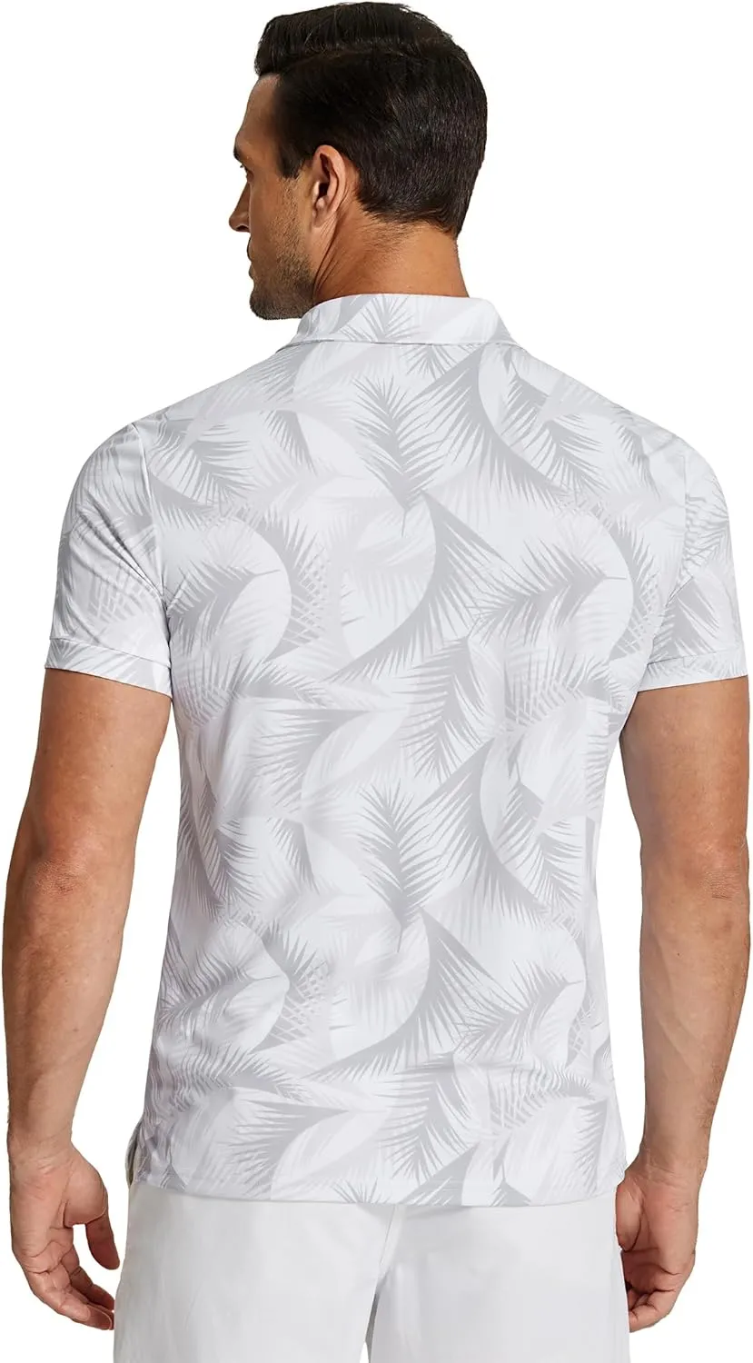 COOFANDY Men's Polo Shirts Short Sleeve Print Performance Golf Shirts Fashion Casual Beach Collared T-Shirts