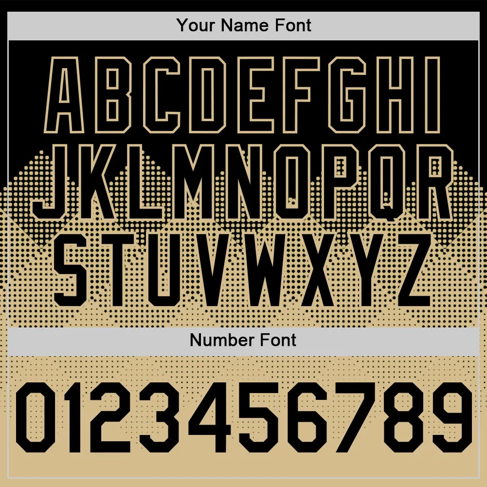 Custom Black Vegas Gold 3D Pattern Design Gradient Square Shapes Authentic Baseball Jersey