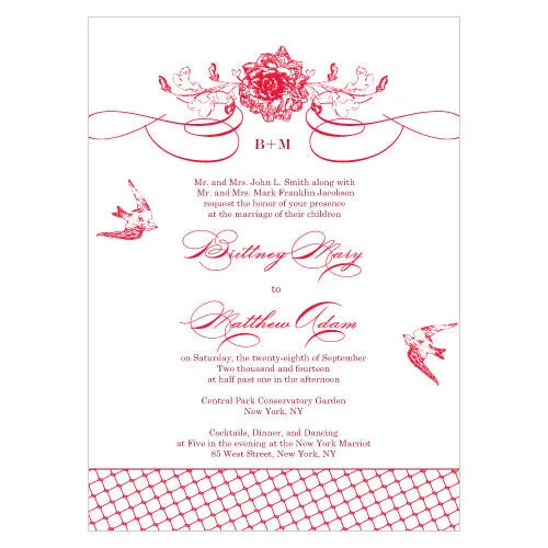 French Whimsy Invitation Red