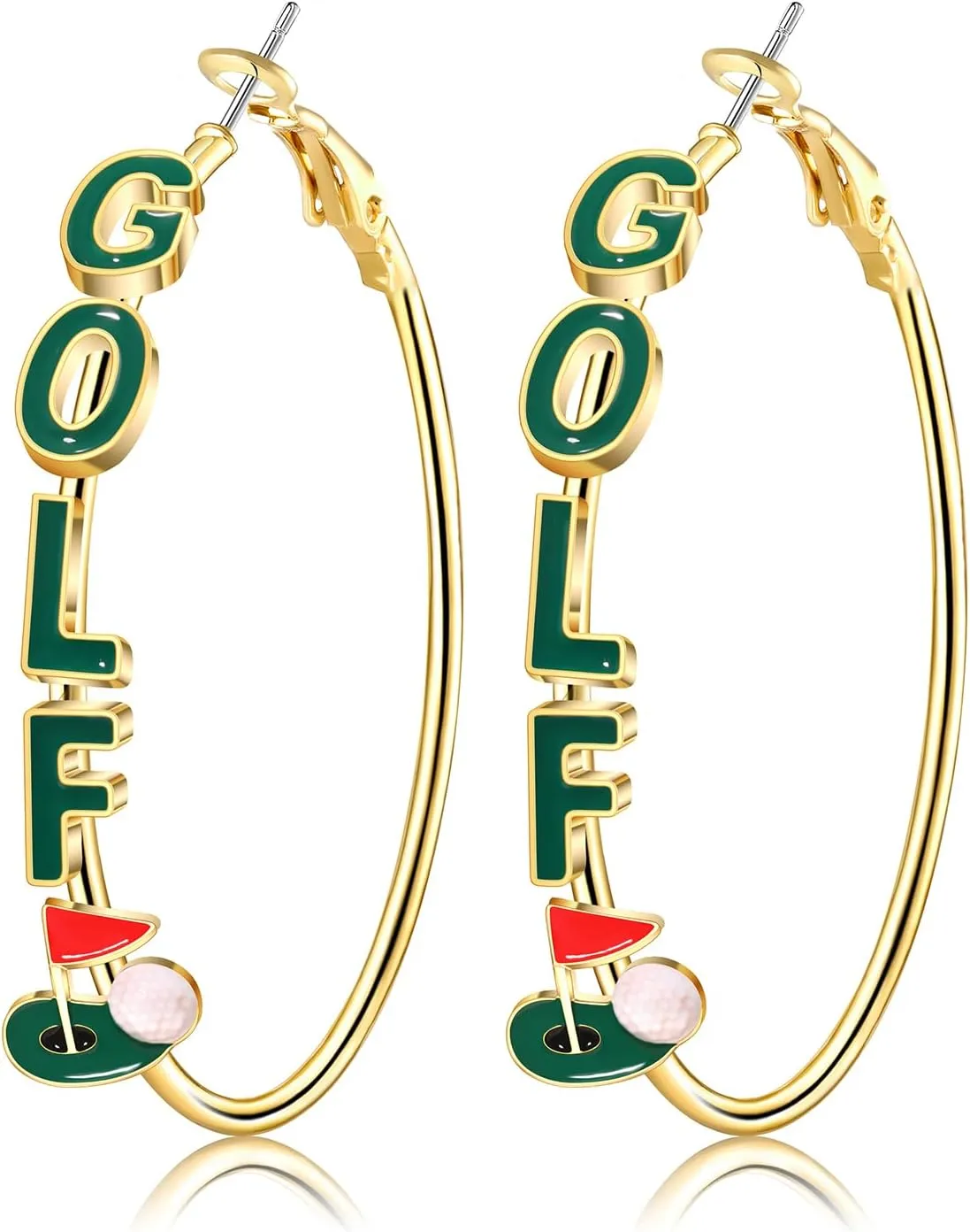 Golf Hoop Earrings for Women Golf Ball Tee Bag Cart Earring Statement Golf Themed Earrings Putting Green Earrings Sport Game Day Golf Accessories Outfits Jewelry Gifts