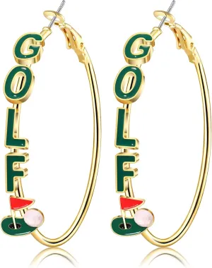 Golf Hoop Earrings for Women Golf Ball Tee Bag Cart Earring Statement Golf Themed Earrings Putting Green Earrings Sport Game Day Golf Accessories Outfits Jewelry Gifts