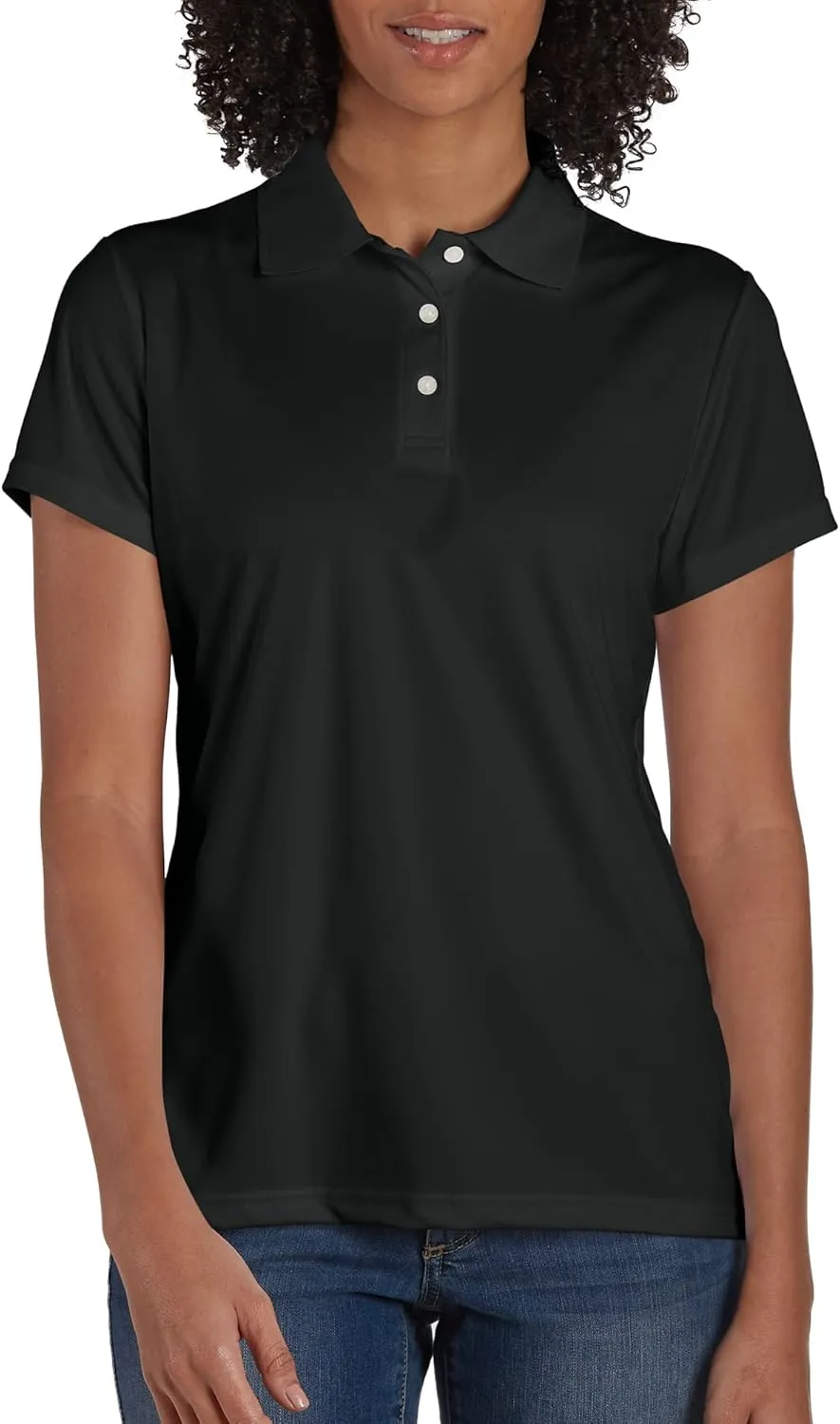 Hanes Sport Women's Cool DRI Performance Polo,Black,Large
