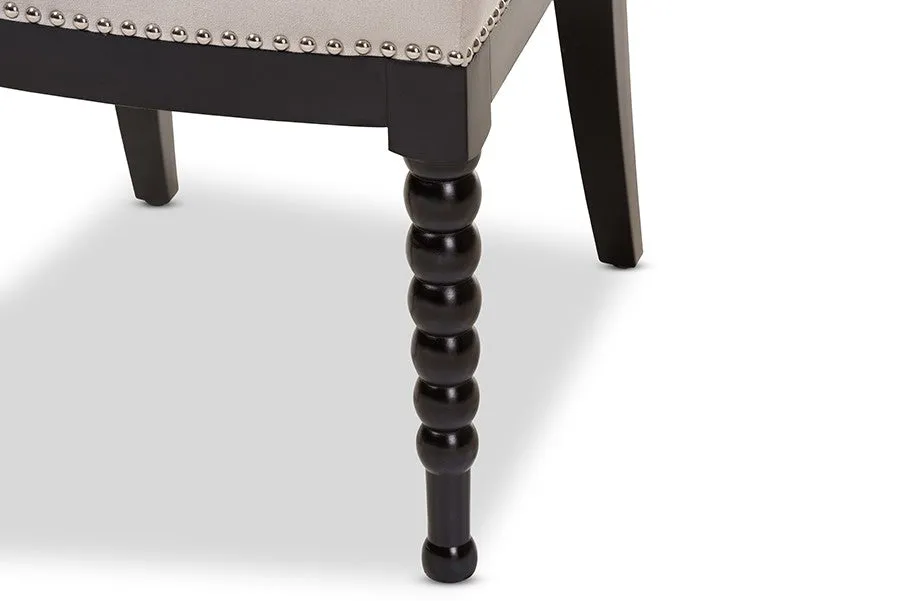 Heather Beige Fabric Upholstered & Black Finish Wood Dining Chair - 1pc