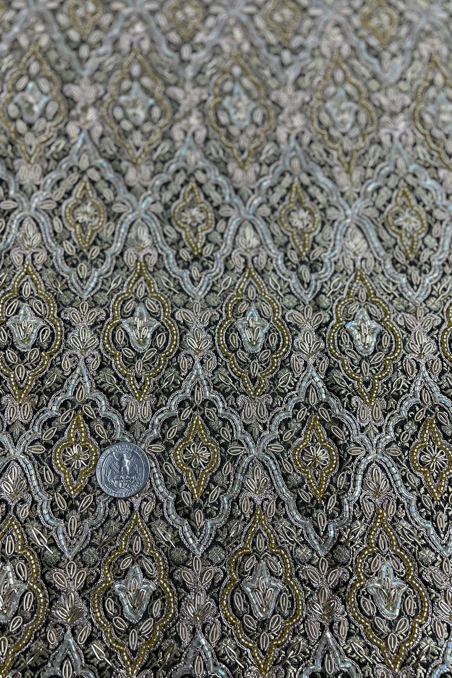 Heavy GoldIridescent Beading on Black