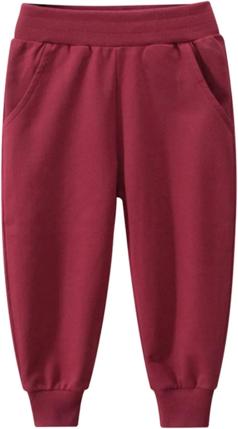 HILEELANG Toddler Boy Sweatpants Kids Sport Jogger Cotton Casual Active Playwear Sweats Pants 2-Pack