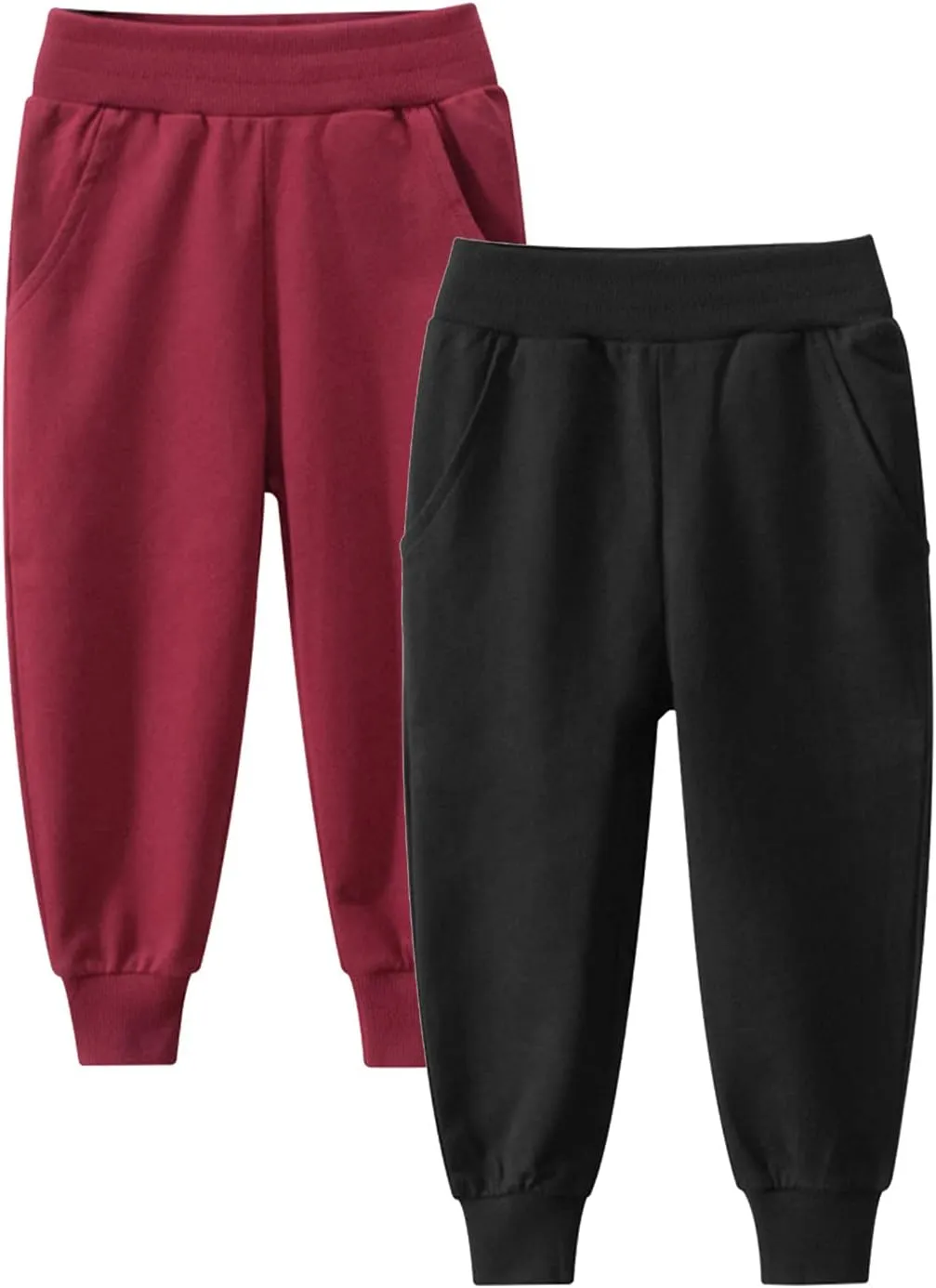HILEELANG Toddler Boy Sweatpants Kids Sport Jogger Cotton Casual Active Playwear Sweats Pants 2-Pack