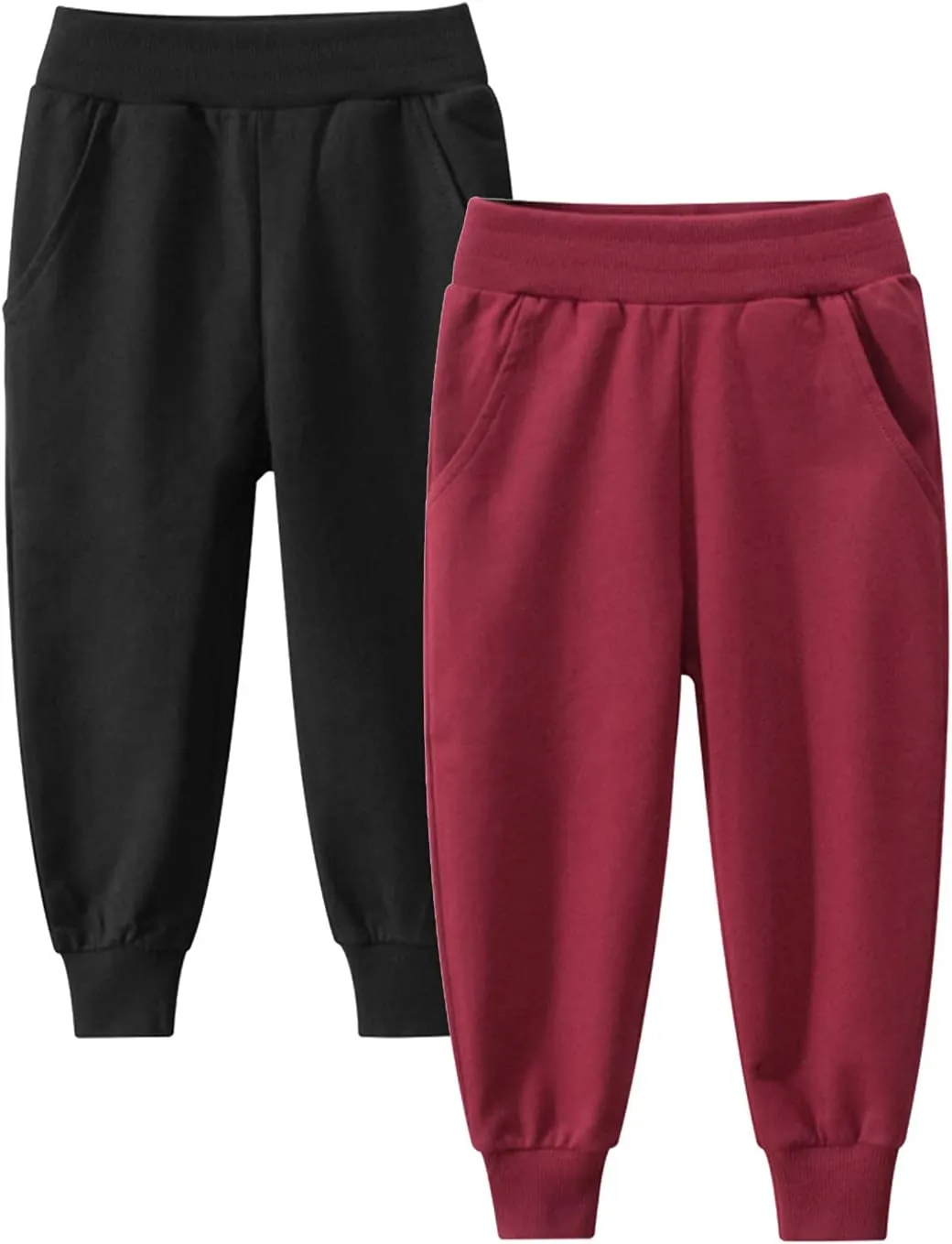 HILEELANG Toddler Boy Sweatpants Kids Sport Jogger Cotton Casual Active Playwear Sweats Pants 2-Pack