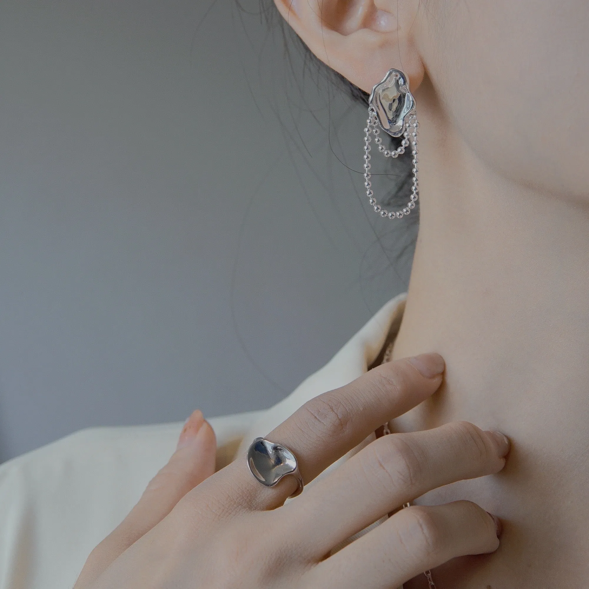 Irregular Shaped Silver Ring