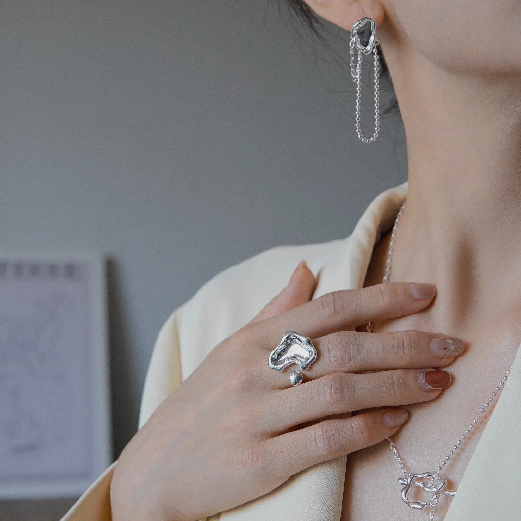 Irregular Shaped Silver Ring