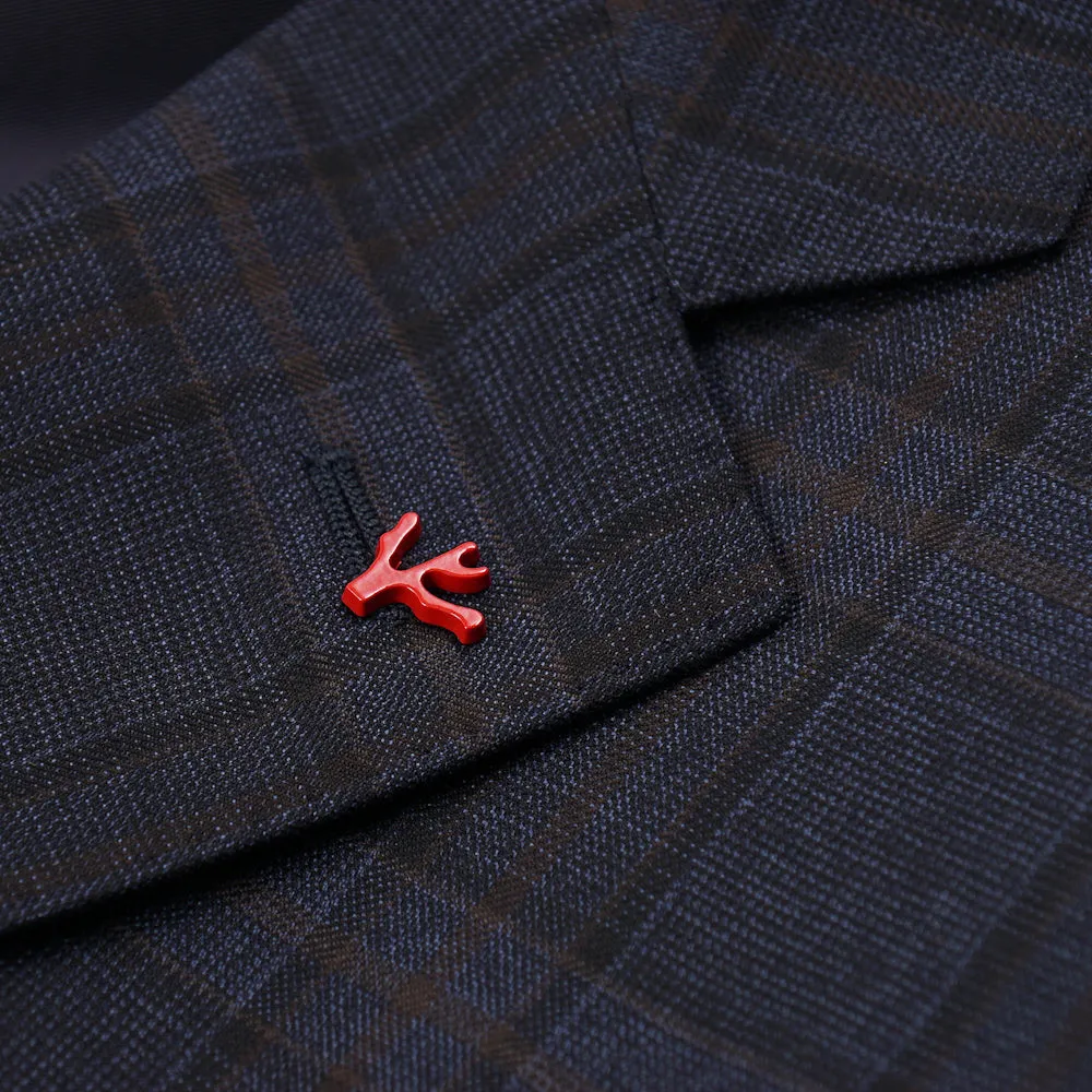 Isaia Dark Blue Check Wool Sport Coat