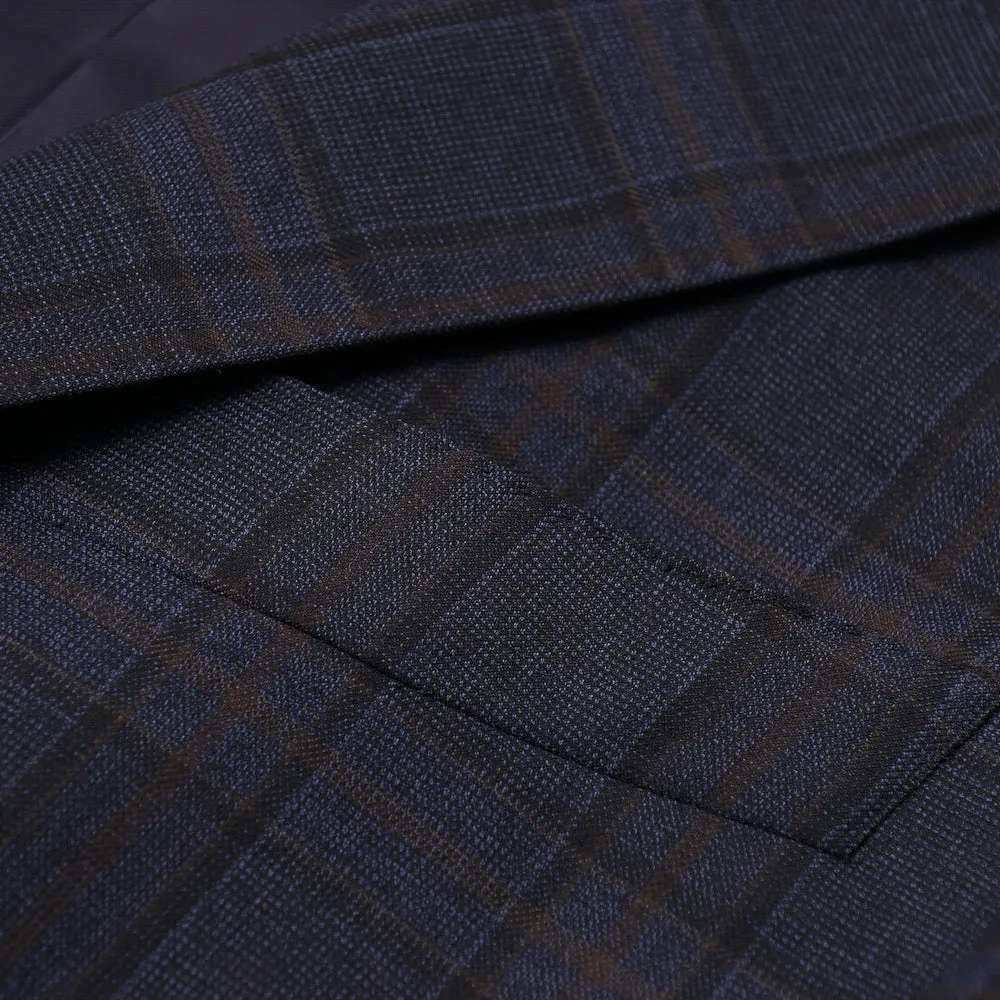 Isaia Dark Blue Check Wool Sport Coat