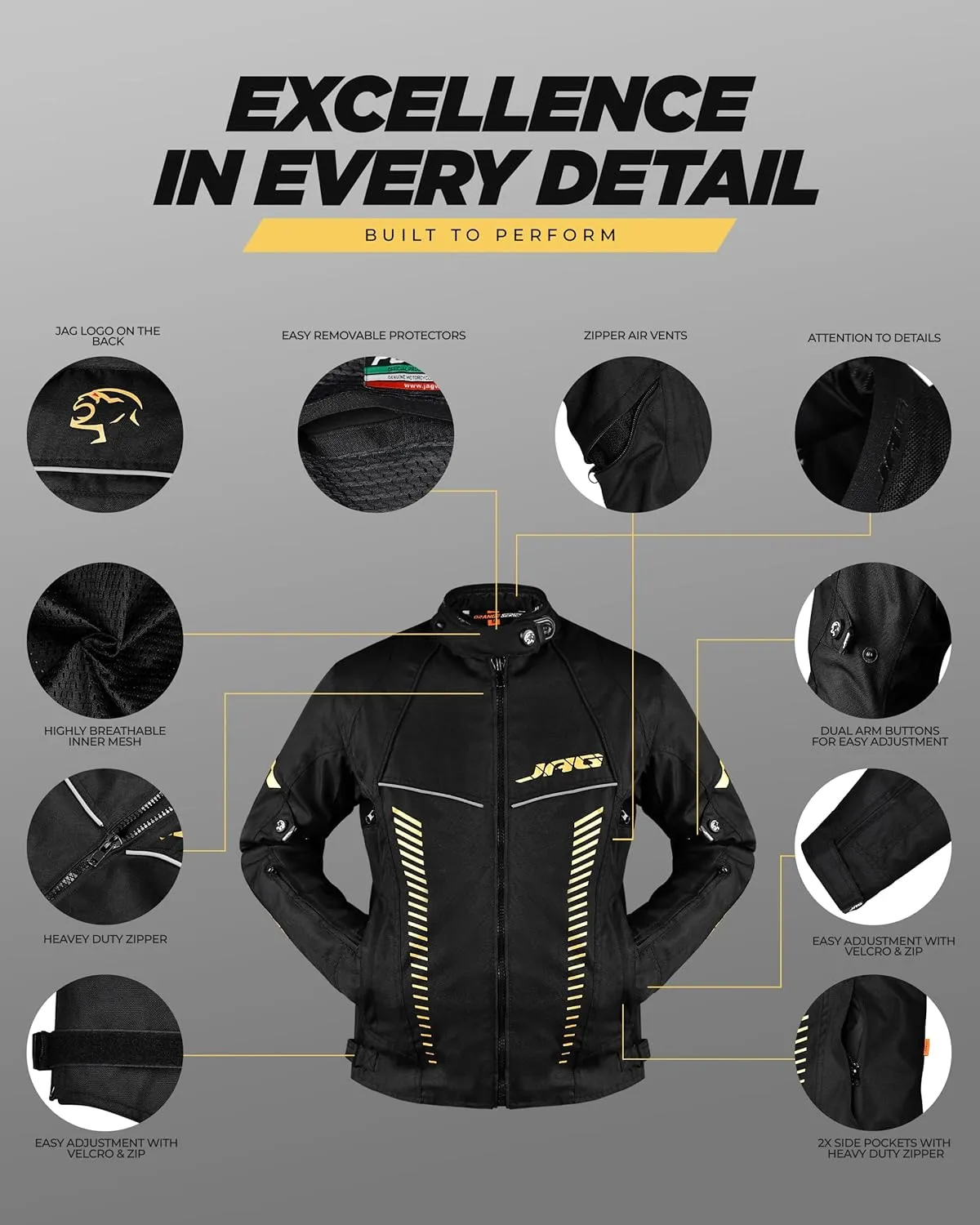 JAG Touring Motorcycle Jacket for Women, All Season Adventure Women's Dual Sport Jacket with CE Armor Cordura Fabric