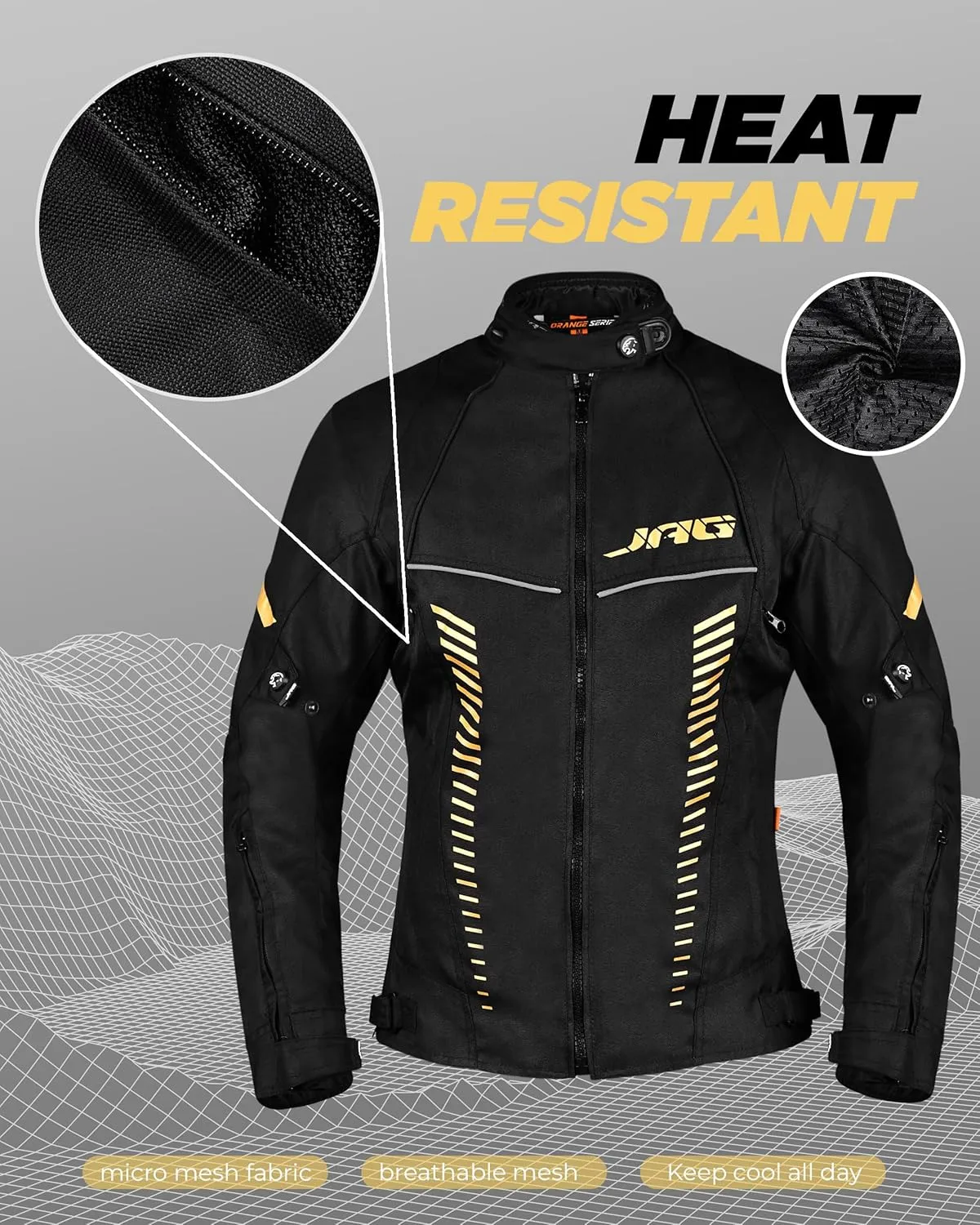 JAG Touring Motorcycle Jacket for Women, All Season Adventure Women's Dual Sport Jacket with CE Armor Cordura Fabric