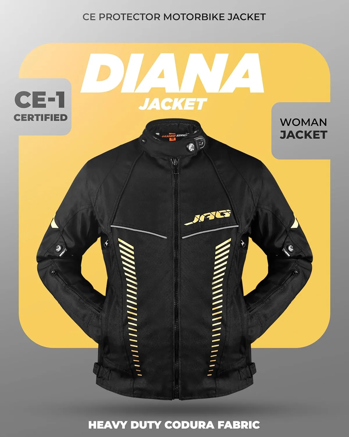 JAG Touring Motorcycle Jacket for Women, All Season Adventure Women's Dual Sport Jacket with CE Armor Cordura Fabric