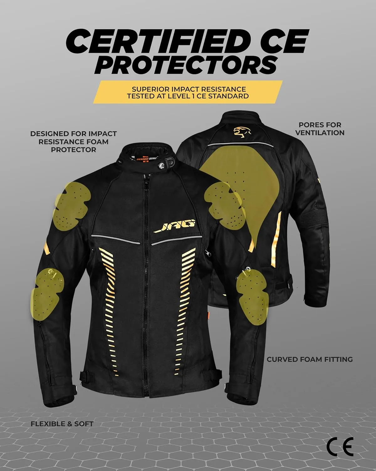 JAG Touring Motorcycle Jacket for Women, All Season Adventure Women's Dual Sport Jacket with CE Armor Cordura Fabric