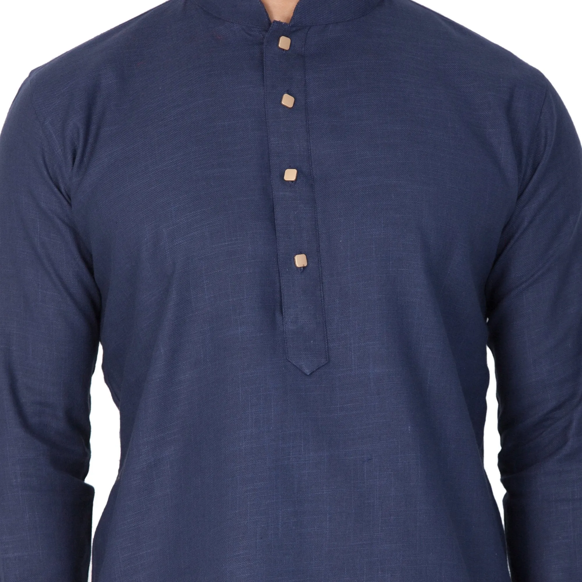 Jashvi Men's Blue Color Linen Kurta