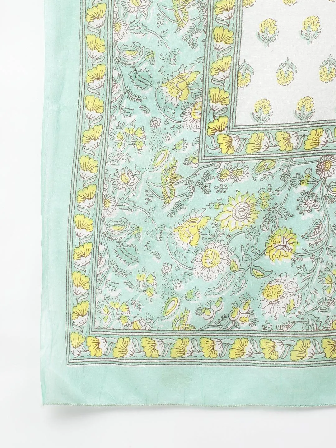 Jashvi Mint Green Floral Printed Kurta Pant set With Dupatta