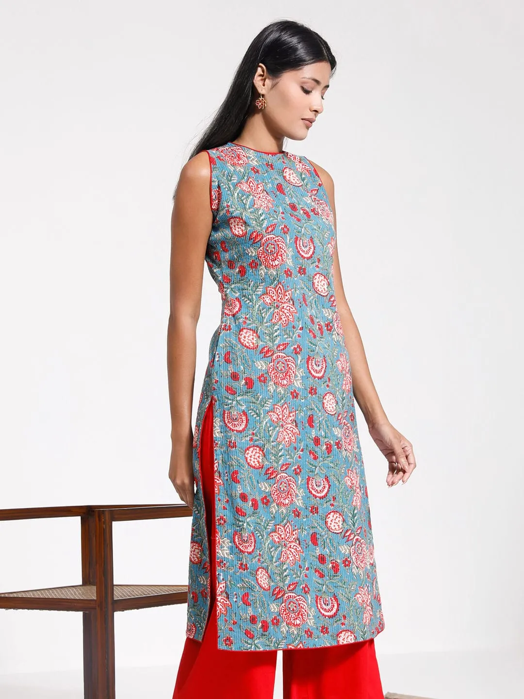Jashvi Women's Kalamkari Printed Kantha Kurta