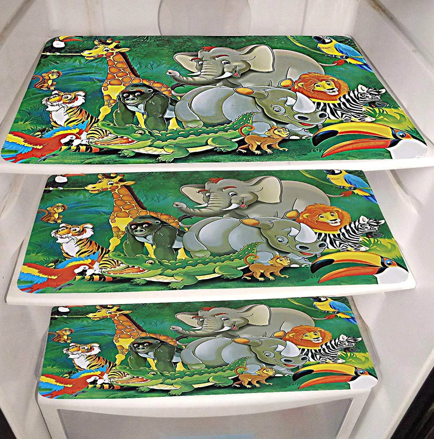 Kuber Industries Fruits Design 3 Pieces PVC Fridge Mats,2 Piece Handle Cover and 1 Piece Fridge Top Cover (Red & White) CTKTC34092