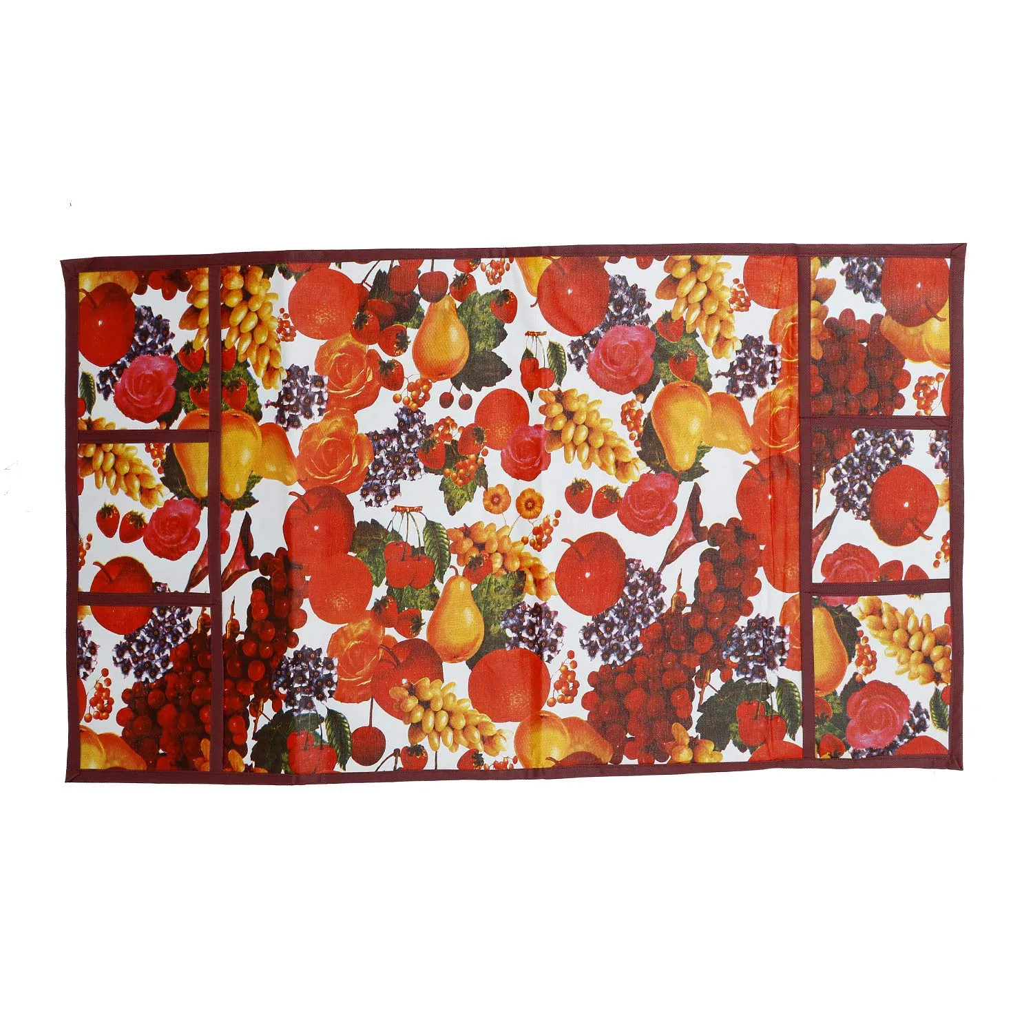 Kuber Industries Fruits Design 3 Pieces PVC Fridge Mats,2 Piece Handle Cover and 1 Piece Fridge Top Cover (Red & White) CTKTC34092