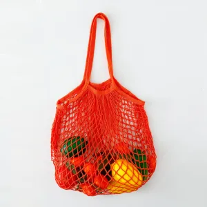 Kuber Industries Pack of 2 Grocery Bags | Reusable Storage Bags | Cotton Net Mesh Bags | Ideal for Vegetables & Fruits | Market Bag | Portable Shopping Bag | Handbags for Storage | CMG005-ORG |Orange