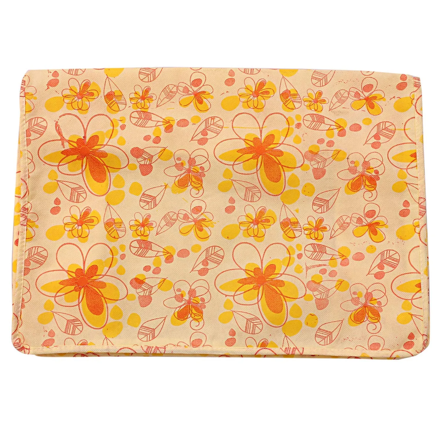 Kuber Industries Red Flower 8 Piece Non Woven Saree Cover, Large, Yellow-CTKTC14118