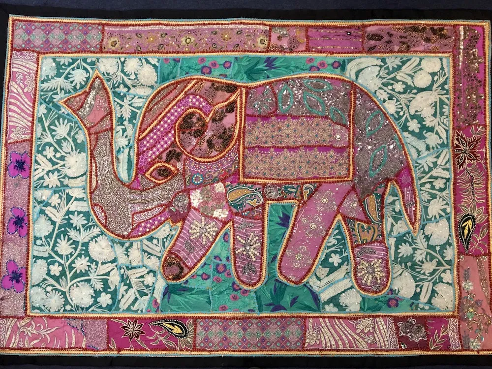 large indian embroidered elephant wall hangings