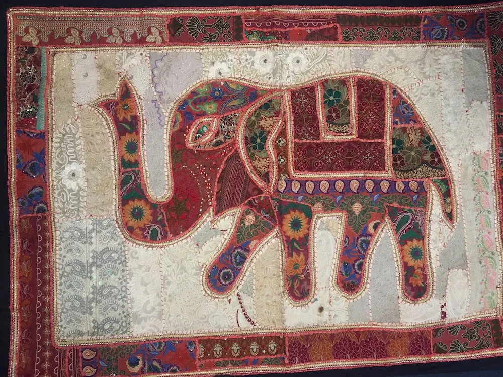 large indian embroidered elephant wall hangings