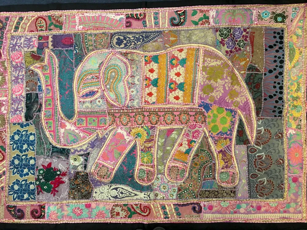 large indian embroidered elephant wall hangings