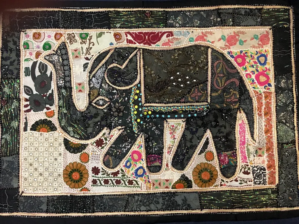large indian embroidered elephant wall hangings