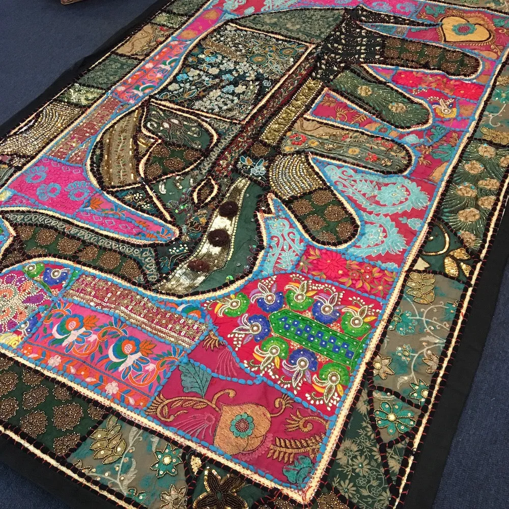 large indian embroidered elephant wall hangings